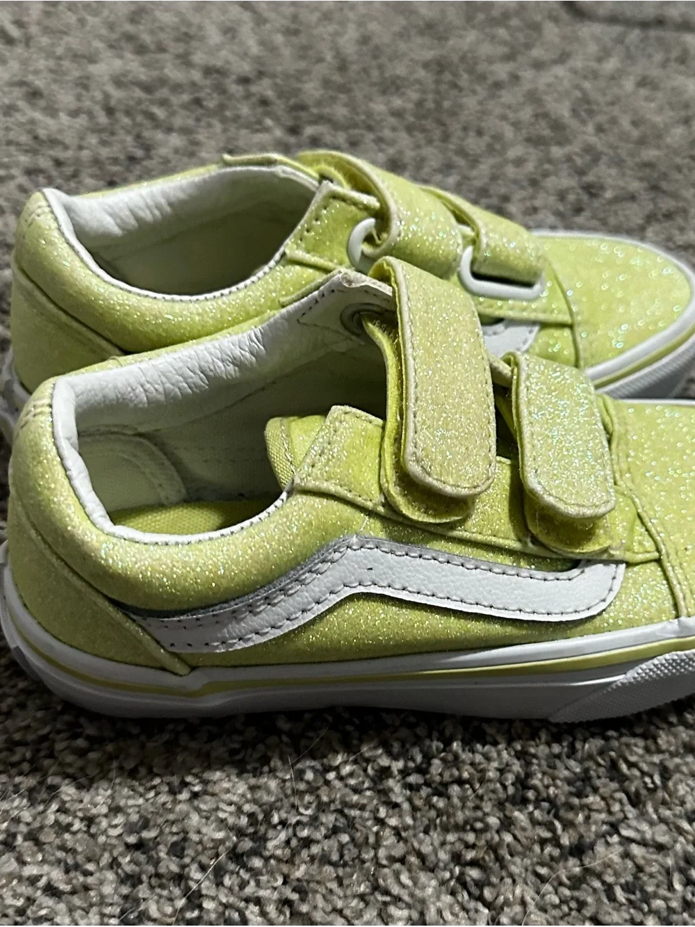 Vans Kids Glitter Sherbet/White Velcro Sneakers